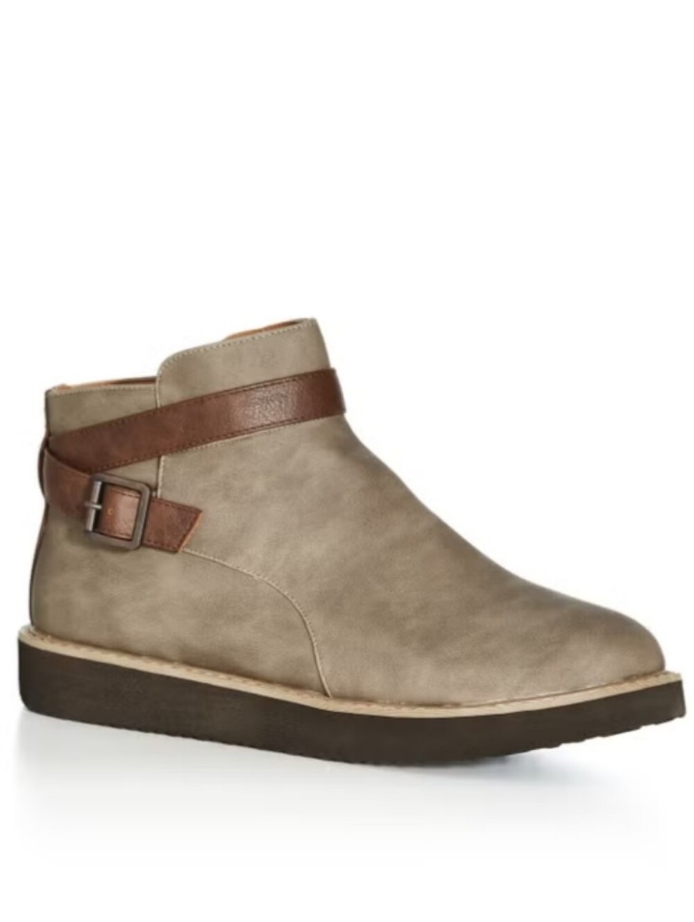 CLOUDWALKERS Taupe Chukka Boots with Brown Strap Detail